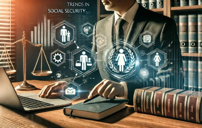 advogado sentado na sua mesa do escritório estudando tendências da advocacia previdenciária e se atualizando
